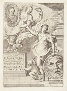 La Bocca della Verita (Title Vignette with Portrait of Pope Clement IX) by Teresa del Pò