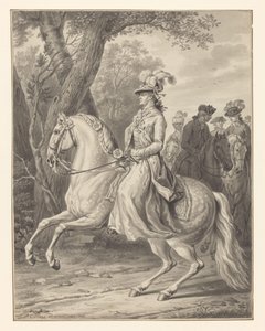 Wilhelmina of Prussia, Princess of Orange-Nassau, on Horseback by Tethart Philip Christian Haag (signed by artist)