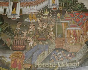 Detail of the Town of Phitsanulok, Wat Bowonniwet Vihara, Bangkok