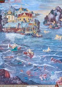Mural Depicting Scenes from the Ramayana at Wat Phra Kaeo, the Royal Grand Palace, Bangkok, Thailand by Thai School