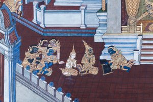 Mural Depicting Scenes from the Ramayana at Wat Phra Kaeo, the Royal Grand Palace, Bangkok, Thailand by Thai School
