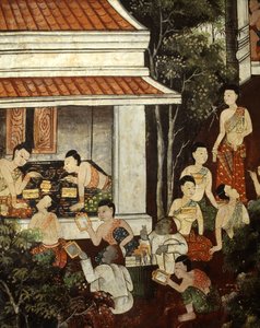 Palace Ladies Buying Jewellery and Mirrors from Muslim Merchants, Rattanakosin Style