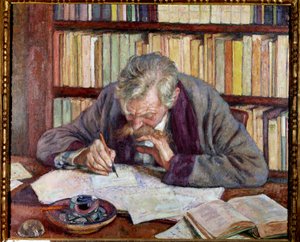 Portrait of the Belgian poet Emile Verhaeren at his office by Théo van Rysselberghe