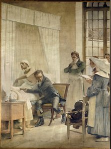 Rene Laennec Auditing a Patient in Front of Her Students by Theobald Chartran