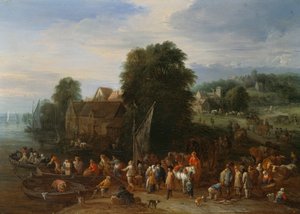 Travellers boarding a Ferry