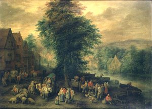 Wooded Landscape with Peasants, Wagons and Cattle