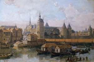 The Ile de la Cite and the Palais de Justice in the 16th century by Theodor Josef Hubert Hoffbauer