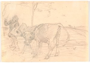 Cattle Driver with Three Calves by Theodor Philipsen