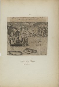 Appellit navis gallicai: qui inerant, redimunt a barbaris gossip pium... (from book, Americae, part three) by Theodor de Bry