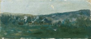 Hilly Landscape with Crescent Moon