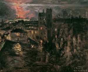 Paris at Night with Eiffel Tower by Theodor von Hormann