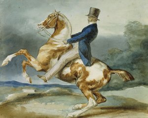 A Rider and His Rearing Horse by Theodore Gericault