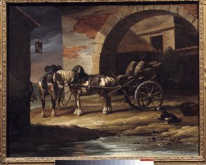 Cart Loaded with Wine Barrels or the Haquet by Theodore Gericault