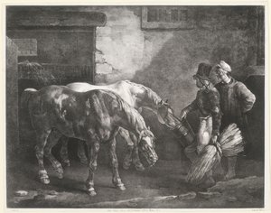 Two Post-Horses at a Stable Door by Theodore Gericault
