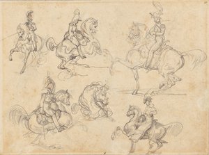 Horses and Riders (front); Horses (back) by Theodore Gericault