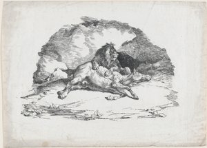 Lion Devouring a Horse by Theodore Gericault