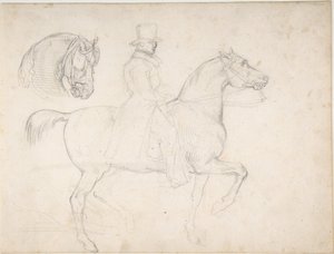 Man on Horseback, and Study of Horse