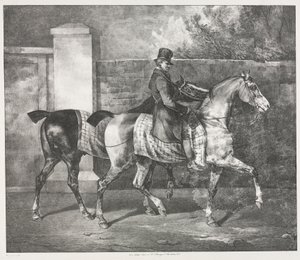 Two Horses Exercised by a Jockey by Theodore Gericault