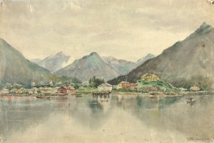 Sitka from the Islands, Showing Russian Castle by Theodore J. Richardson