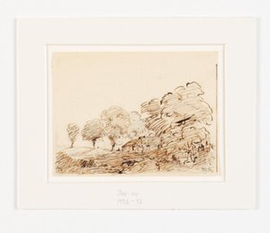 Landscape with Cottage under Tall Trees by Theodore Rousseau