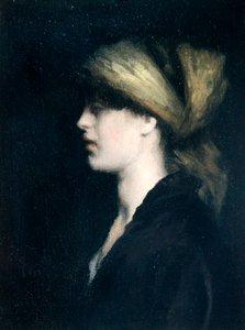 Chiaroscuro, a Profile, the Golden Scarf, c.1900 by Theodore Roussel