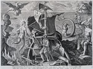 Allegory on the travels of Ferdinand Magellan by Theodore de Bry