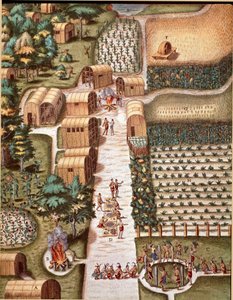 History of America: The Garden of the City of Secota in Virginia. Engraving from Admirante Narratio Americae by Theodore de Bry (1528-1598) by Theodore de Bry