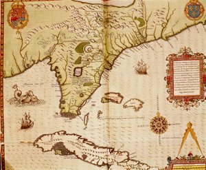 Map of Florida and Cuba