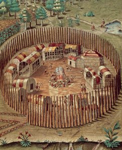 Native American Fortified Village in Virginia by Theodore de Bry