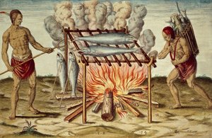 Taino Natives Cooking Fish, from Brief and True Report of New Found Land of Virginia
