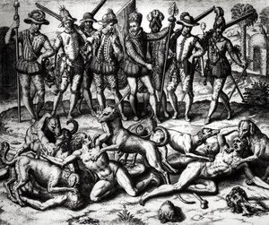 The Dogs of Vasco Nunez de Balboa Attacking the Indians