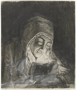 Woman Reading by Candlelight by Theodorus de Roode