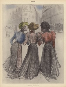 Three Women Walking Down the Street by Theophile Alexandre (after) Steinlen