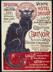 Advertising Poster Announcing the Sale at Hotel Drouot in 1898 of the Cat Noir Collection and Works by Rodolphe Salis. Illustration by Theophile Alexandre Steinlen