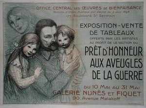 Poster advertising an art sale in aid of blinded soldiers by Théophile Alexandre Steinlen