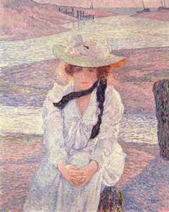 Young Woman on the Banks of the Greve River by Théo van Rysselberghe