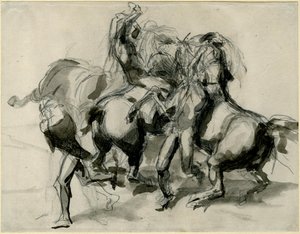 Sketch of a Fight with Horses and Men