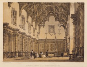 Burleigh Great Hall, Northamptonshire by Thomas (after) Allom
