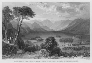 Derwent Water, from the Castle Head, Cumberland (engraving) by Thomas (after) Allom