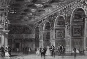 Gallery of Henry II at Fontainebleau by Thomas (after) Allom