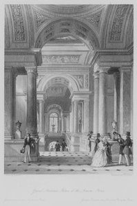 Grand Staircase, Palace of the Louvre, Paris by Thomas (after) Allom