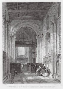 Interior of Stow Church, Lincolnshire by Thomas (after) Allom
