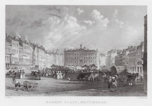 Market Place, Nottingham by Thomas (after) Allom