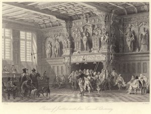 Palace of Justice, with Fine Carved Chimney, Bruges by Thomas (after) Allom