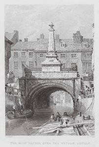 The High Bridge over the Wytham, Lincoln by Thomas (after) Allom