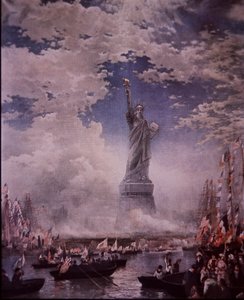 Unveiling of the Statue of Liberty in New York Harbor, 28 October 1886 by Thomas (after) Moran