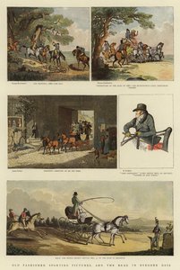 Old Fashioned Sporting Pictures, and the Road in Bygone Days (colour litho) by Thomas (after) Rowlandson