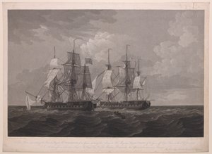 The French Frigate La Proserpine striking her colours to His Majesty