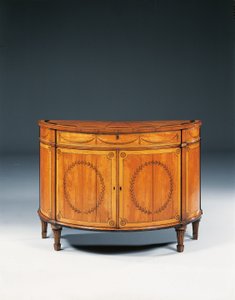 George III marquetry demi-lune commode, c.1760-79
