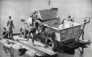 Crossing the Chambesi River on a Broken Pontoon, Northern Rhodesia, 1925-1927 by Thomas A. Glover